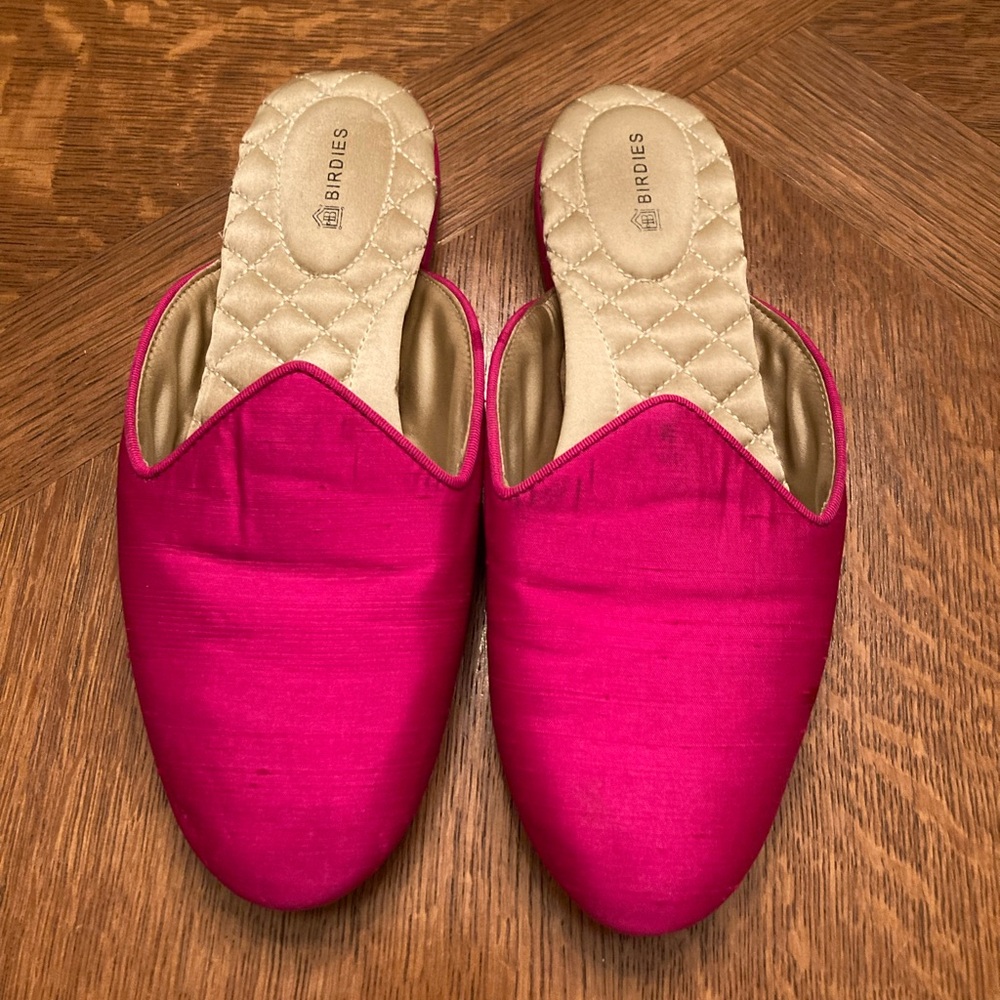 Birdies Pink Taffeta Mules